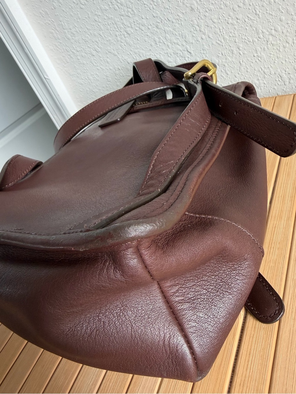 Vintage Coach Brown Leather Turnlock Backpack Bag - Picture 8 of 12